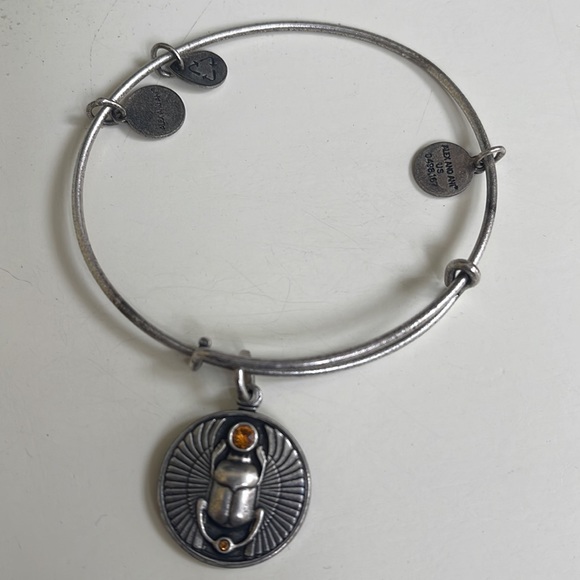 Alex & Ani “Vintage” Bangle Bracelets - silver, antique gold, crystal beaded, 6 - Picture 6 of 7